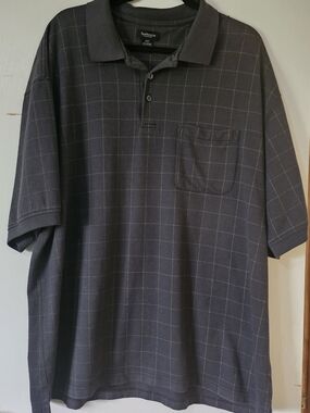 Van Heusen Men's Dark Charcoal Windowpane Polo